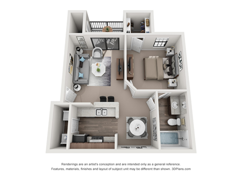 One Bedroom One Bathroom Floorplan 650